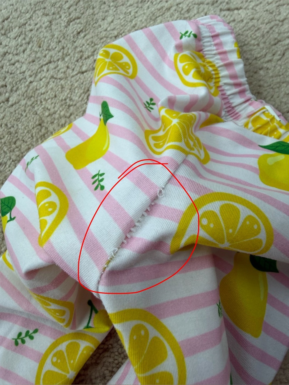 Cecil and Lou Size 4T Lemon Print Striped Two Piece Short Sleeve Pajamas Set - Picture 6 of 7